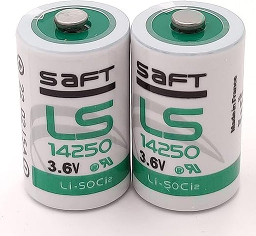 2 Pack | 3.6V 1/2 AA Lithium Battery 1.2Ah, Saft LS14250, R6 Li - SOCl2 - Battery Mate