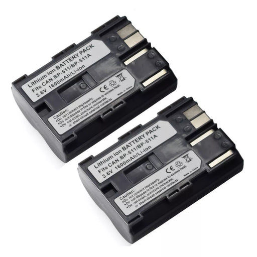 2 Pack | Canon BP - 511 Battery Replacement - Battery Mate