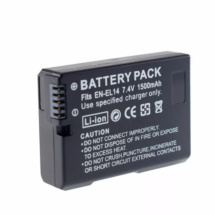 2 Pack| EN - EL14a Rechargeable Battery – Compatible with Nikon D3500, D5600, D3300, D5100, and Other Models - Battery Mate