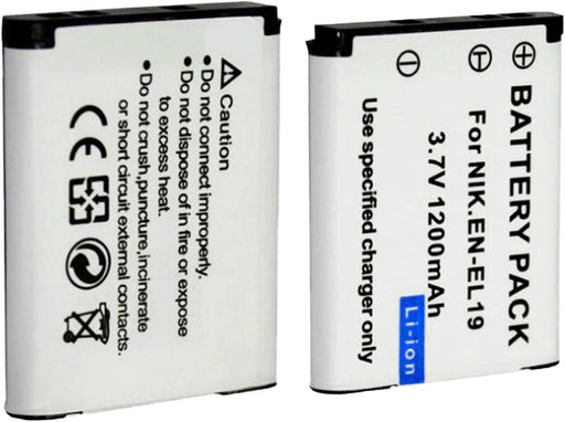 2 Pack | EN - EL19 Compatible Battery for Nikon CoolPix S100, S3100, S3500, and S2500 Models - Battery Mate