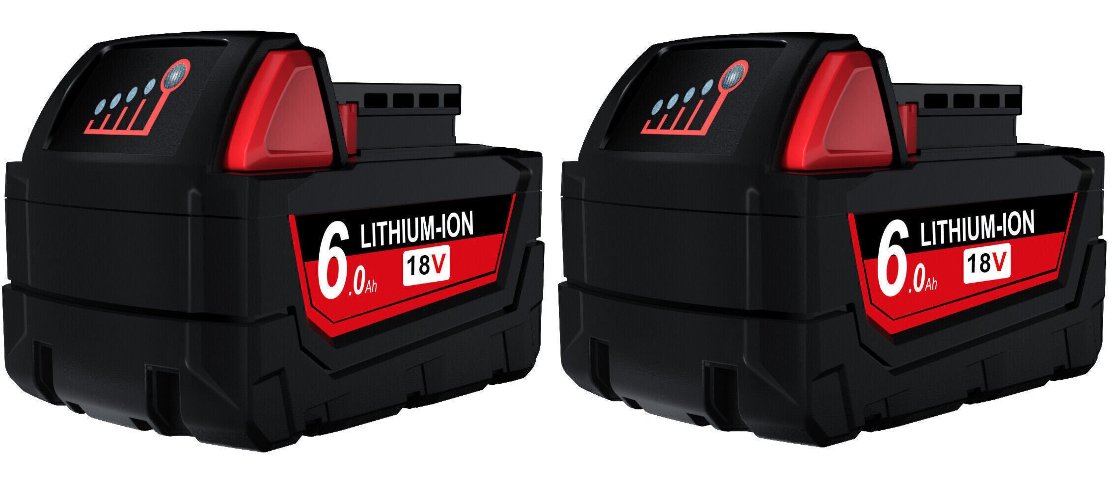 [2 Pack] Tavice Milwaukee M18 Compatible 18V 6.0Ah Lithium XC Battery | Replaces 48 - 11 - 1840 48 - 11 - 1860 Extended - Battery Mate