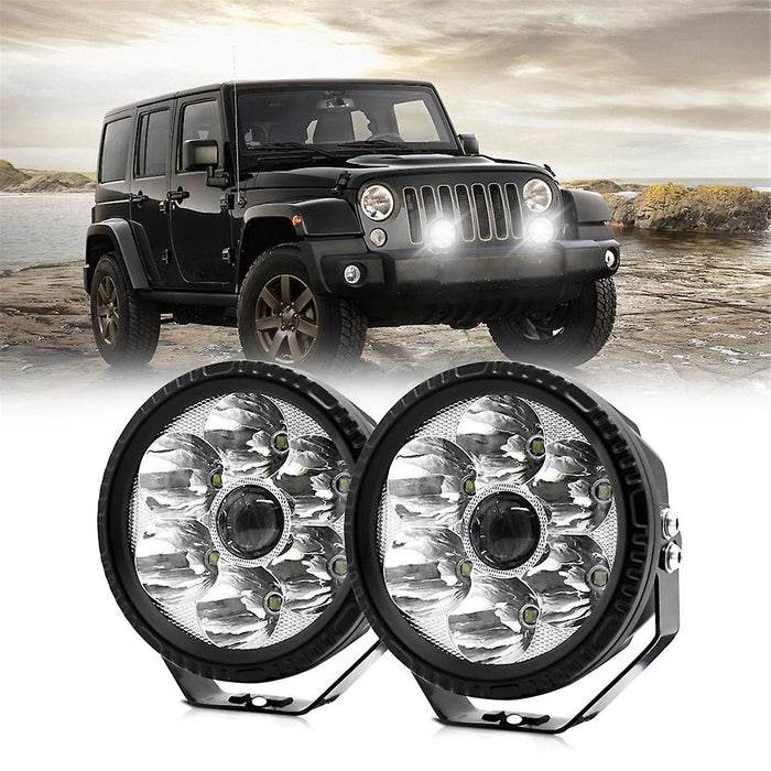 2PCS 5inch Laser LED Driving Lights Black Round Offroad Truck SUV 4x4 - Battery Mate