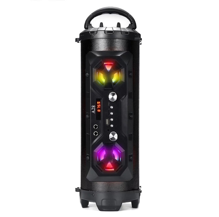 Black Portable Bluetooth Light Up Party Speaker System USB microSD Aux w/ Mobile Stand - Battery Mate