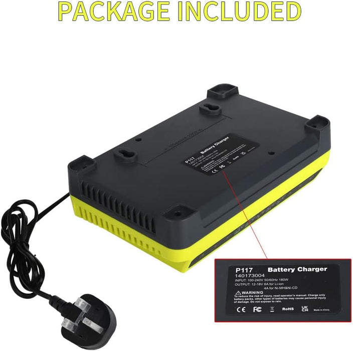 Dual Port Rapid Charger P117 for Ryobi One + Plus P108 Li - ion Ni - CD Ni - MH 18V AU - Battery Mate