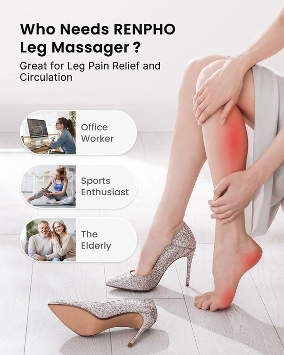 Leg Massager for Circulation and Relaxation, Calf Feet Thigh Massage, 6 Modes - Battery Mate