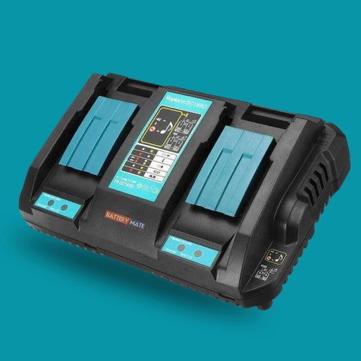 Makita 18V DC18RD Compatible Rapid Charger | Dual Port Lithium - Ion Battery Charger - Battery Mate