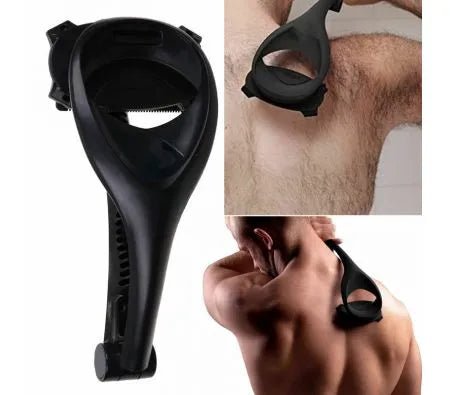 Men Back Shaver Removal Razors Hair Shaver Two Head Blade Foldable Trimmer Body Leg Long Handle - Battery Mate