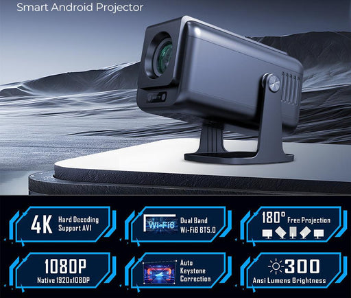 Tavice Smart Projector 4K Ultra HD with Android 13.0 | works Outdoor & Indoor | Dual WiFi & Speakers - Battery Mate