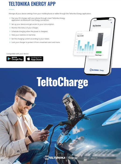 Teltonika TeltoCharge EV Car Charger for HomeTeltonika Charging Dock 22 Kw 3 Phases | Slate Grey - Battery Mate