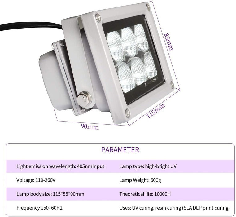 UV Resin Curing Light Solidify Lamp for SLA/DLP 3D Printer Accessories set - Battery Mate