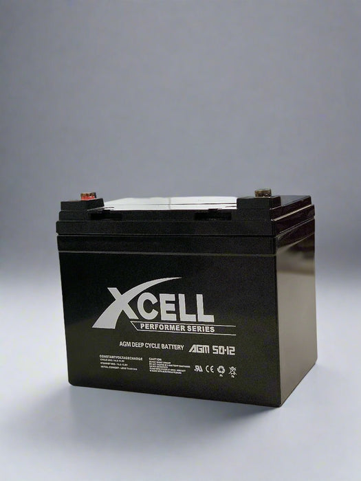 X - Cell 50Ah AGM Battery Deep Cycle 12v Mobility Scooter Golf Cart Camping Volt - Battery Mate