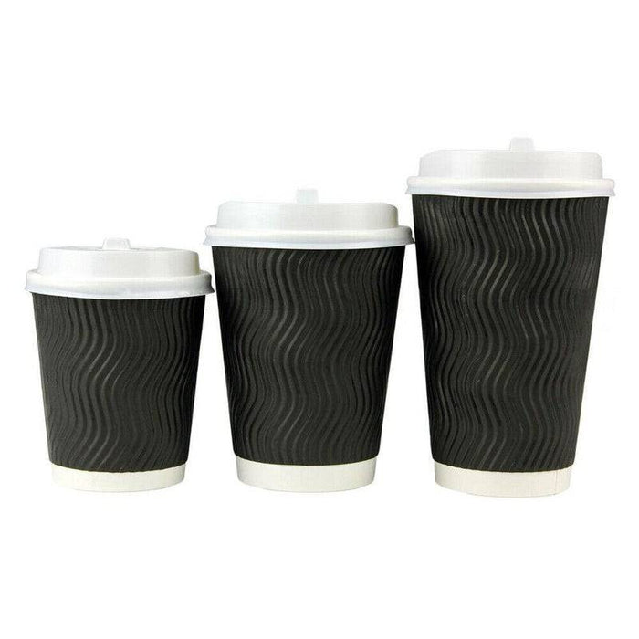 12oz (Medium) 200pcs Disposable Coffee Cups Bulk Takeaway Paper Triple Wall Take Away - Battery Mate