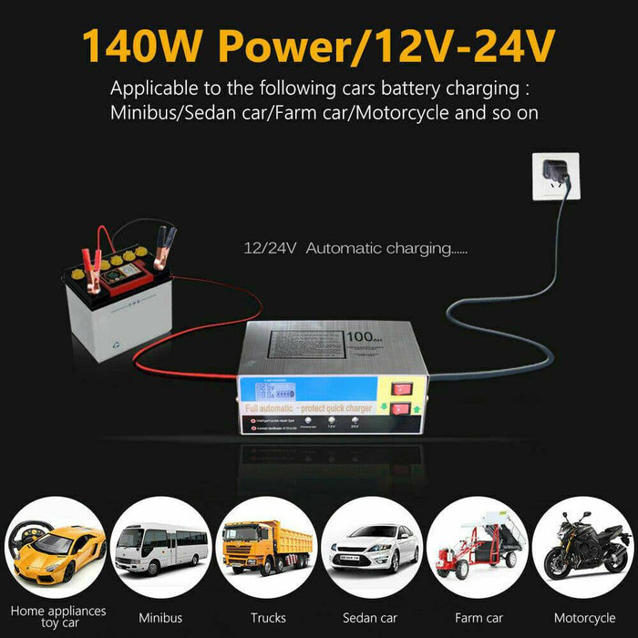 12V-240V Battery Charger Inverter 140W Car ATV 4WD Boat Caravan Motorcycle 10A - Battery Mate