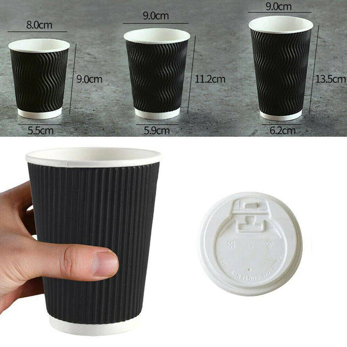 16oz (Large) 100pcs Disposable Coffee Cups Bulk Takeaway Paper Triple Wall Take Away - Battery Mate