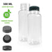 20 Pack | 500ml Clear Bottles Round PET With Black Lids Tamper Evident - Battery Mate