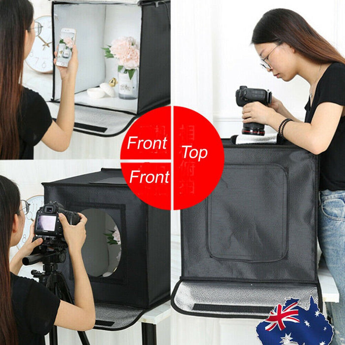 2023 LARGE 80cm Photography Studio Portable LED Light Tent Photo Box + Backdrops - Battery Mate