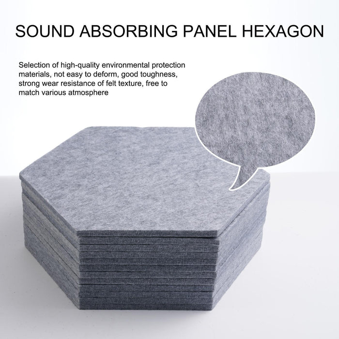 24PCS Hexagon Acoustic Foam Panels Sound Absorbing Wall Proof Noises Tiles I2M9 - Battery Mate