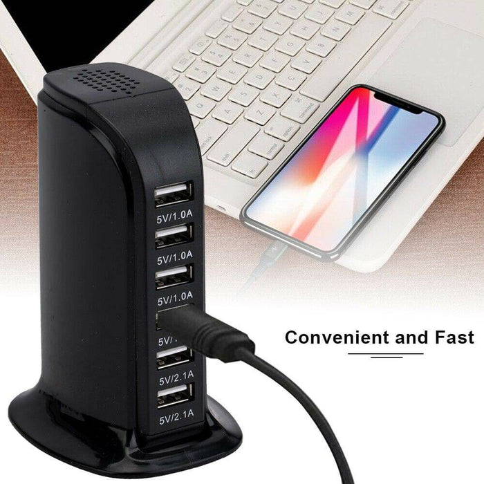 30W 6 Multi USB Port Travel Charger Desktop Charging Station Fast Power Adapter - Battery Mate