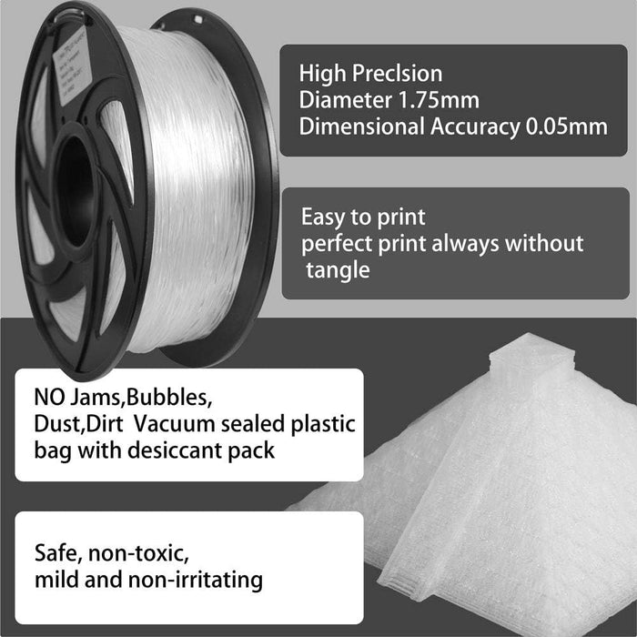 3D Printer Filament TPU 1KG - Clear - Battery Mate