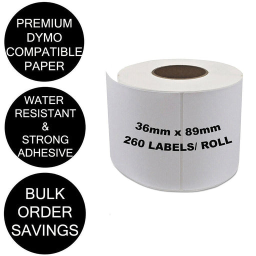 5 Rolls | Dymo Compatible 99012 SD99012 LabelWriter 450 Seiko Product Labels 36mm x 89mm - Battery Mate