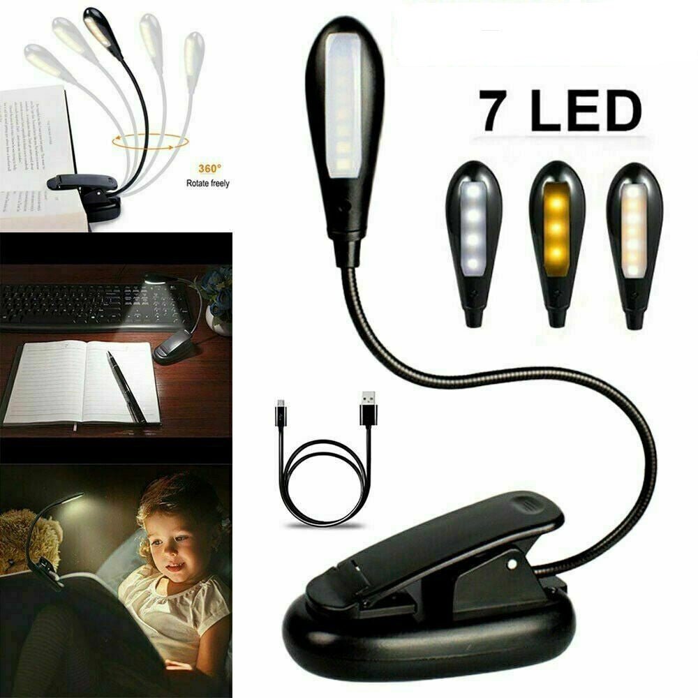 Reading Light, 9 LED Book Light with Touch Control, USB Rechargeable Reading  Light Clip on Book, 3 Brightness Modes (Warm & White LED), Flexible Book  Clamp Light for Bed, Tablet, E-Reader 