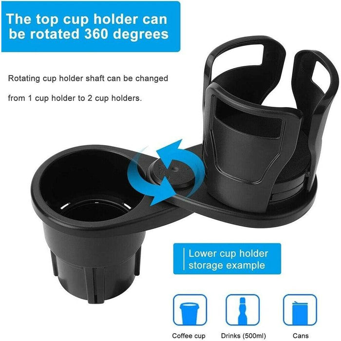 Adjustable 2in1 Car Seat Cup Holder Bottle Drink Coffee Storage Water Bottle AU - Battery Mate