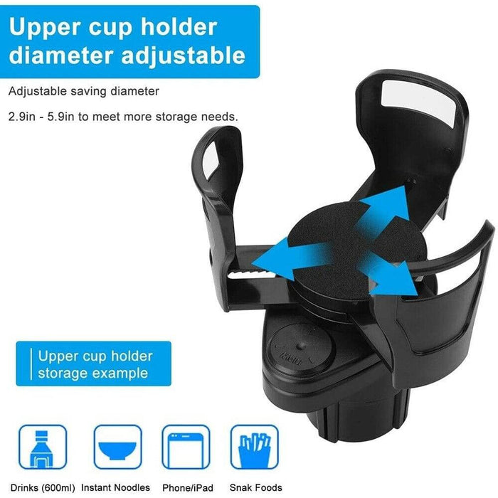 Adjustable 2in1 Car Seat Cup Holder Bottle Drink Coffee Storage Water Bottle AU - Battery Mate