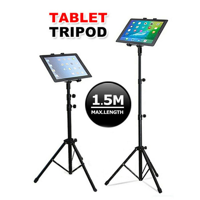 Adjustable Floor Bed Tripod Stand Carrying Music Bracket for iPad 7-12" Tablets - Battery Mate