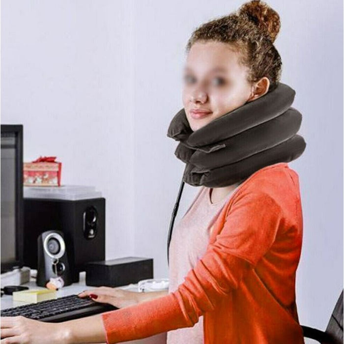 Air Inflatable Neck Pillow Head Cervical Traction Support Stretcher Pain Relief - Battery Mate