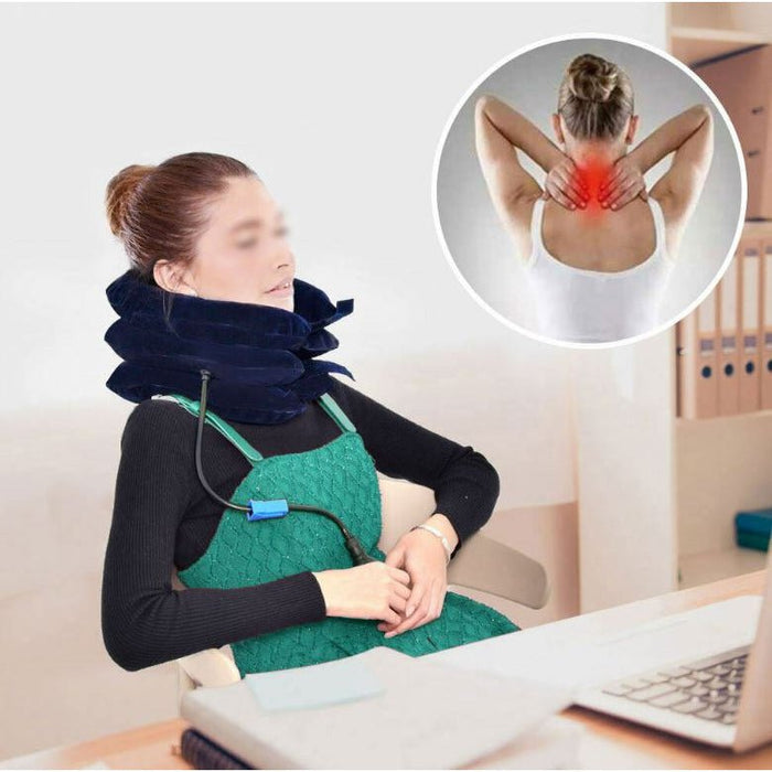 Air Inflatable Neck Pillow Head Cervical Traction Support Stretcher Pain Relief - Battery Mate