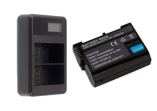 Battery Replacement + LCD Charger for Nikon EN-EL15 D7000 D7100 D800 D800E D600 Camera - Battery Mate