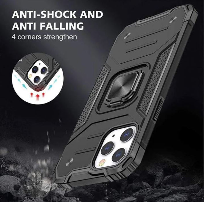 Black Shockproof Ring Case Stand Cover for iPhone 13 ProMax - Battery Mate