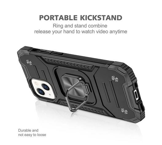 Black Shockproof Ring Case Stand Cover for iPhone 14 Pro - Battery Mate