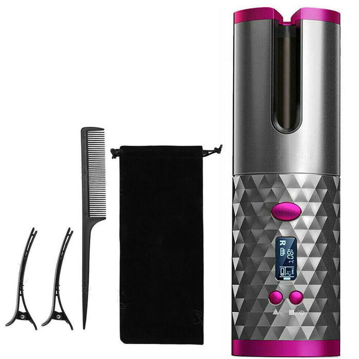 Cordless Automatic Hair Curler [Pink] - Battery Mate