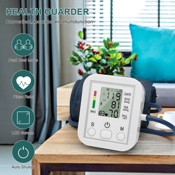 Digital Blood Pressure Monitor Upper Arm Automatic Machine Heart Rate Monitor - Battery Mate