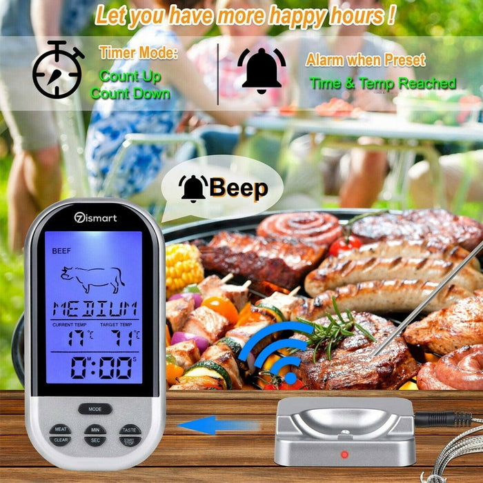 Food Meat Oven BBQ Thermometer Digital Wireless Remote Probe Cooking Set Grill - Battery Mate