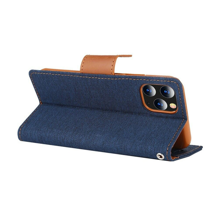 For iPhone 13 Wallet Flip Denim Case Cover - Battery Mate