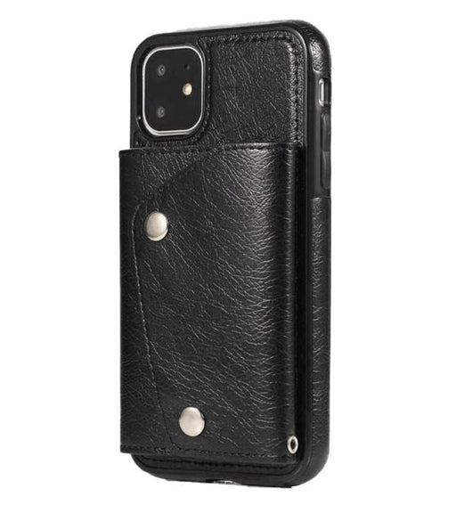 For iPhone 14 Pro Max Luxury Leather Wallet Shockproof Case Cover | Black - Battery Mate