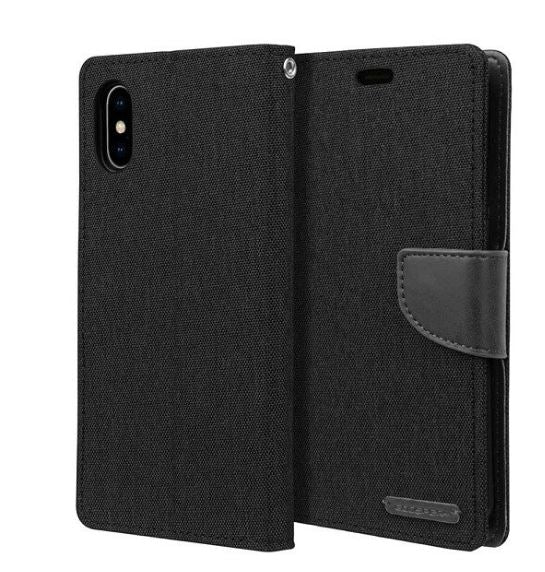 For iPhone XS Wallet Flip Denim Case Cover - Battery Mate