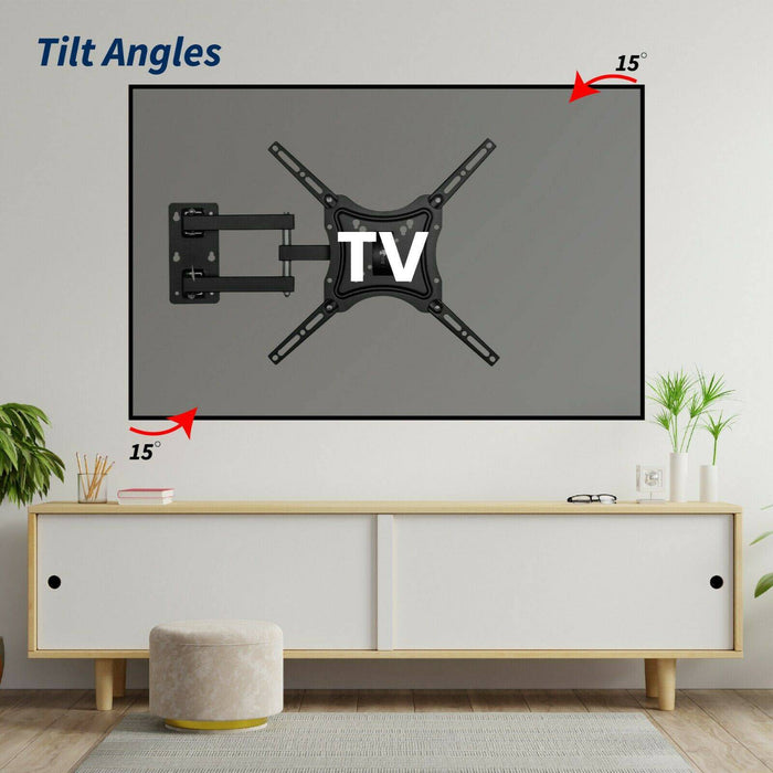 Full Motion TV Wall Mount Bracket Swivel Tilt 32 37 40 42 50 52 55 Inch LED LCD - Battery Mate