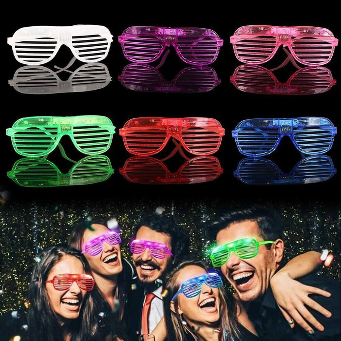 Green LED Glasses Light Up Shutter Shades Sunglasses Glow In The Dark Neon Party Toys - Battery Mate