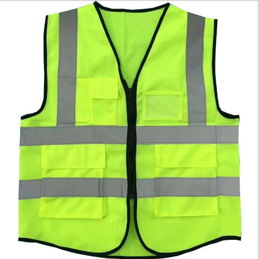 Hi Vis Safety Vest Reflective Tape Zip Up Workwear Pocket Night High Visibility - Battery Mate