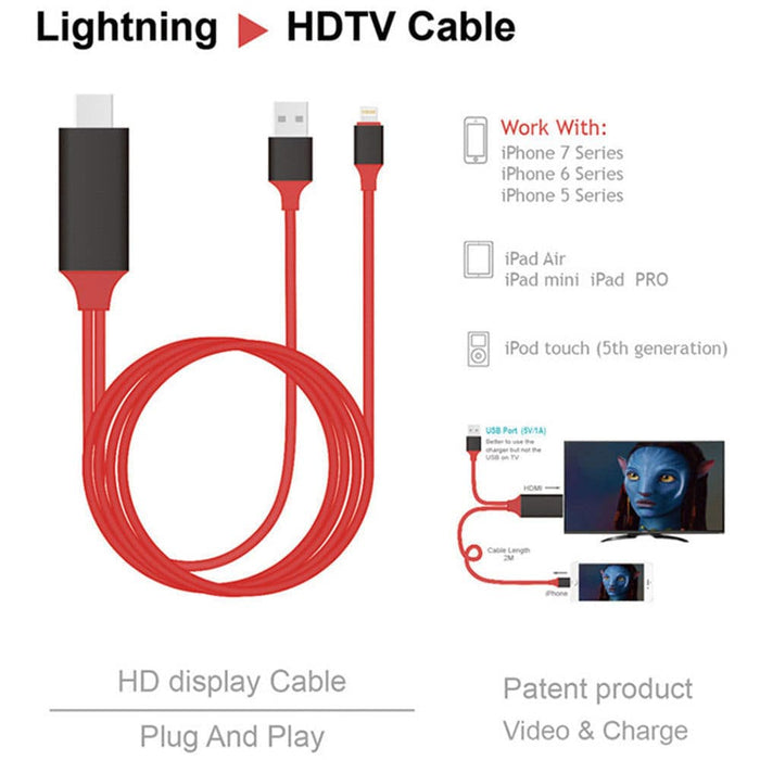 iPhone to HDMI Compatible Cable Digital TV AV Adapter For iPhone 13 12 Pro 11 X XS MAX 8 7 - Battery Mate