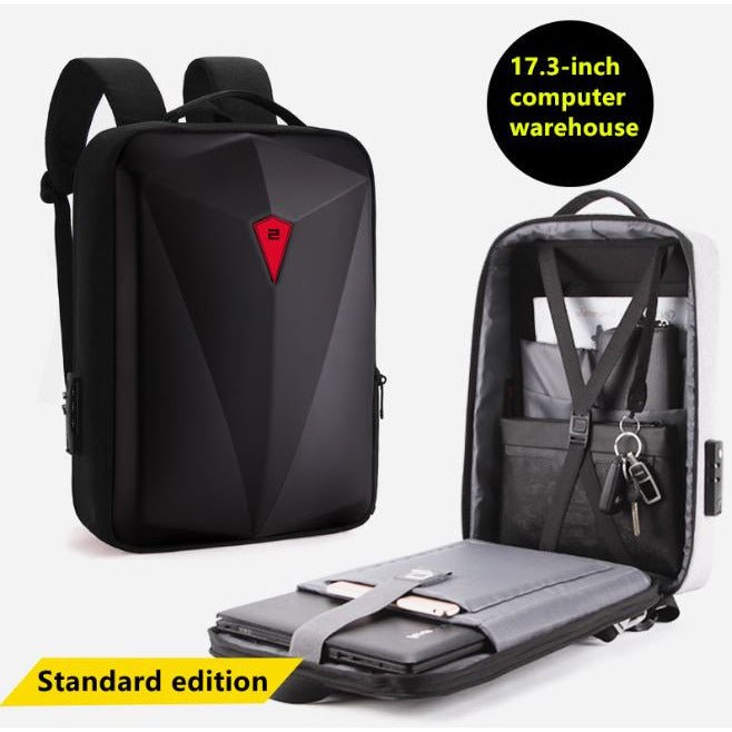 Laptop Backpack with Hardcase + USB Charging Port | Water Resistant - Battery Mate