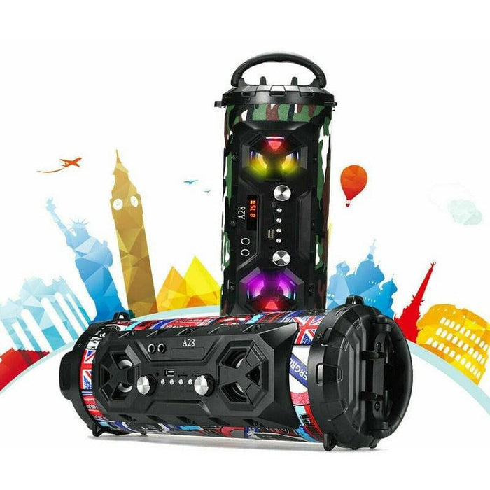 Portable Bluetooth Light Up Party Speaker System USB microSD Aux w/ Mobile Stand - Battery Mate