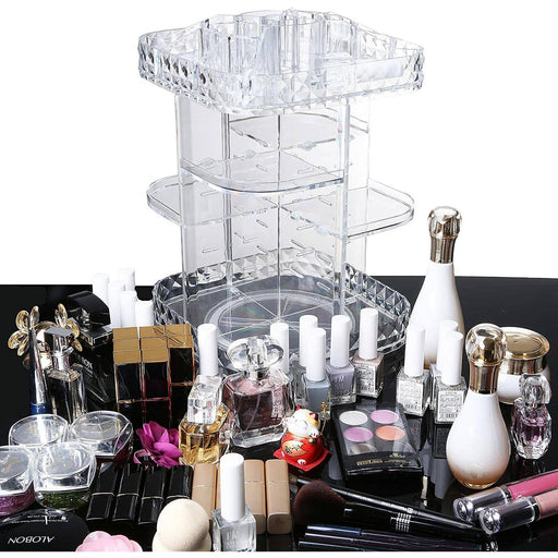 Rotating Storage Box Display Case Makeup Accessories Organizer Cosmetic - Battery Mate