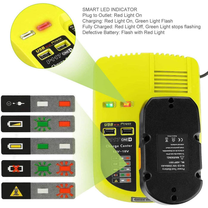 Fast Charger For RYOBI P108 12V-18V One+ Plus High Capacity Lithium Battery  P117 