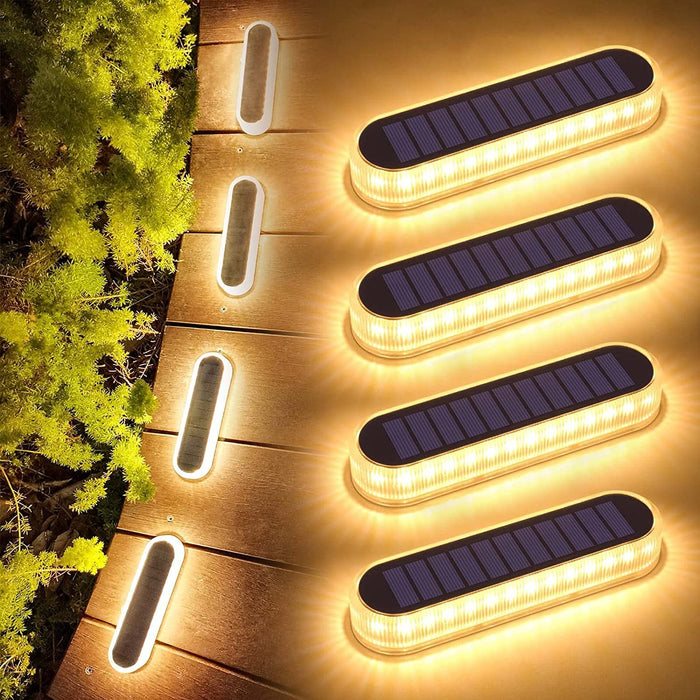 Solar Deck Lights, 4 Pack 40LM Solar Powered Step Lights, LED Dock Lights Outdoor In-Ground Lights IP68 Waterproof Auto ON/Off for Garden Stairs Driveway Pathway Lighting - Battery Mate