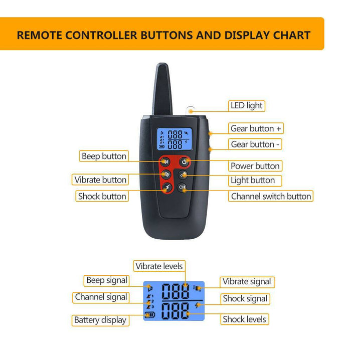 Training Electric Dog Pet E-Collar Obedience Remote Control Anti Bark-Shock - Battery Mate