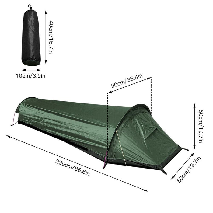 Ultralight Bivy Camping Tent Waterproof Sleeping Bag Travel Backpack Single Tent - Battery Mate